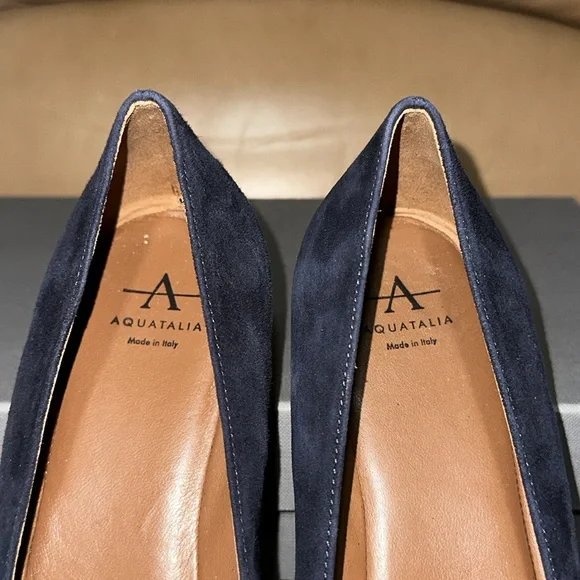 🔥🔥🔥NEW Aquatalia Marcella Navy Suede Leather Flats - Picture 7 of 11